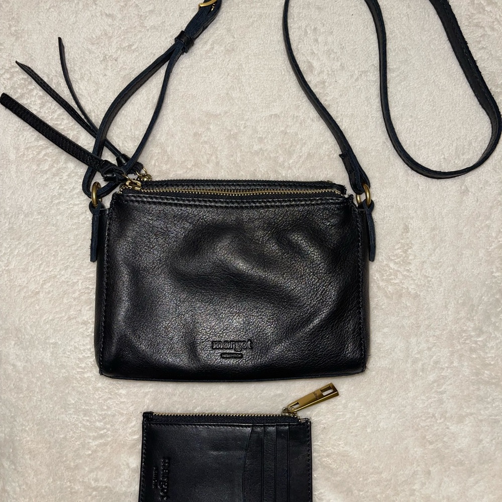 Margot Black Leather Crossbody Bag